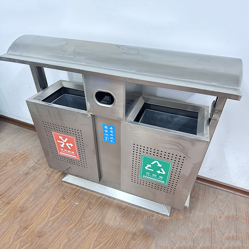 公園景區(qū)干濕不銹鋼戶(hù)外分類(lèi)垃圾箱