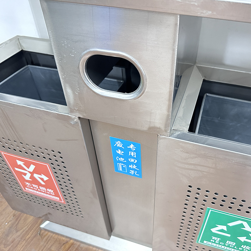 公園景區(qū)干濕不銹鋼戶(hù)外分類(lèi)垃圾箱